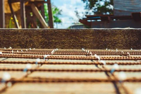 The rebar in the Foundation 库存照片
