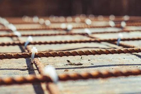 The rebar in the Foundation Stockfoto's