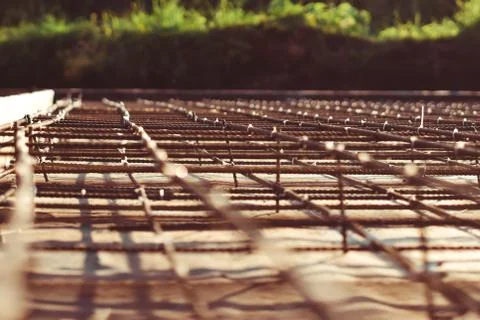 The rebar in the Foundation Stockfoto's