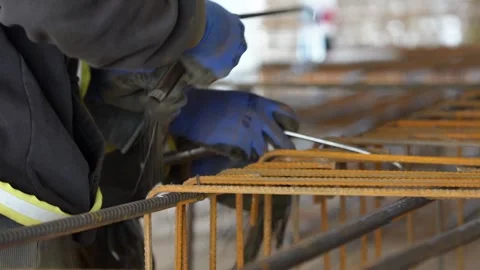 Rebar Screeding in Construction Stock Footage 253301433