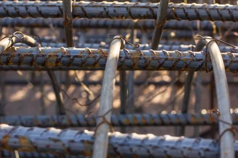 Rebar steel structure macro Stock Photos