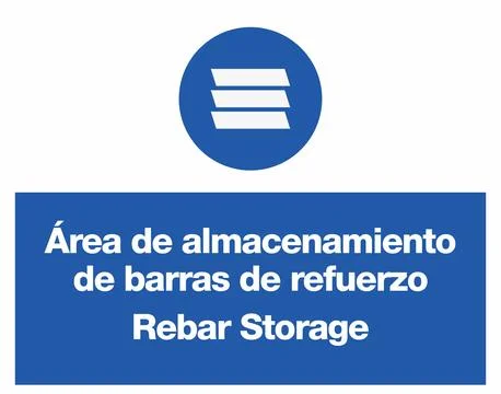 Rebar storage Bilingual Construction Mandatory Signs Collection Stock Illustration