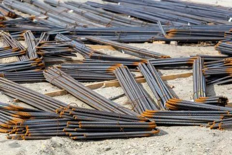 Rebars reinforcement for construction background Stock Photos