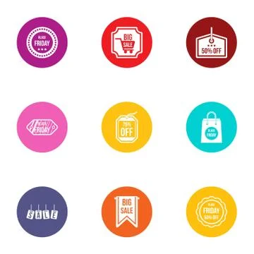 Rebate icons set, flat style Stock Illustration