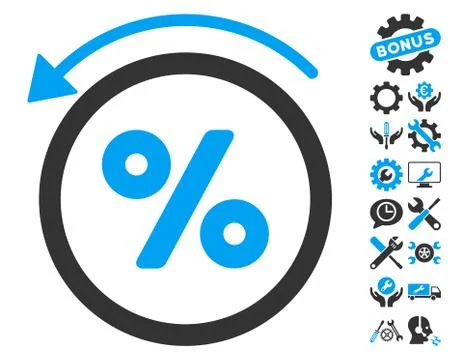 Rebate Percent Flat Vector Icon With Tools Bonus Stock Illustration