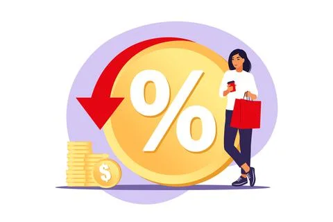 Rebate program, consumer benefit, selling discount concept. Money saving. Cas Stockillustratie