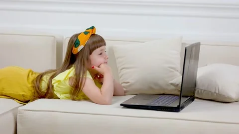 Rebecque looking at laptop Video stock 157971938
