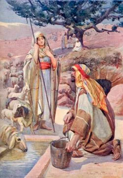 Rebekah At The Well. From A Book Of Modern Palestine By Richard Penlake Publi Stock Photos