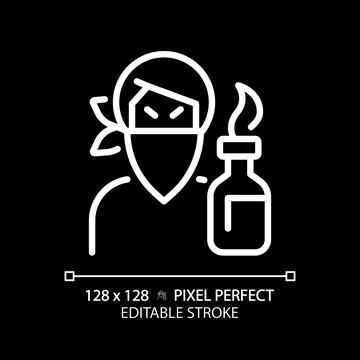 Rebel pixel perfect white linear icon for dark theme Stock Illustration