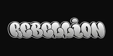 Rebellion text created in graffiti bubble style Stock Illustration