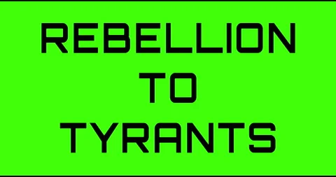 Rebellion to Tyrant text green screen, masked glitched effect. Video stock 132618875