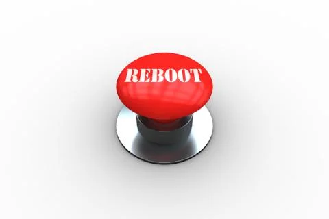 Reboot on digitally generated red push button Stock Illustration