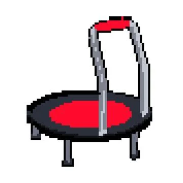 Rebound trampoline jumping pixel art vector illustration Stock Illustration