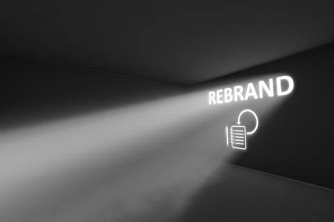 REBRAND rays volume light concept 3d illustration Stock Illustration