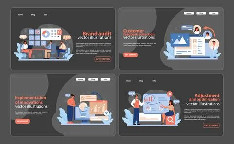 Rebranding Process Web Illustrations. A collection of vector illustrations Ilustración de archivo