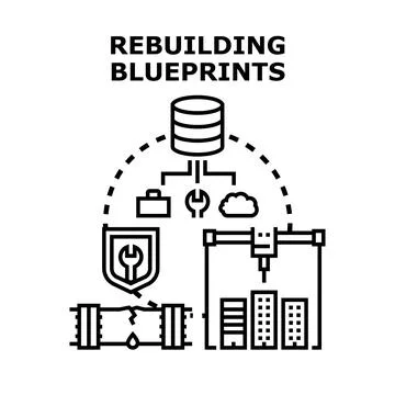 Rebuilding blueprints for infrastructure development and system restoration 库存插图