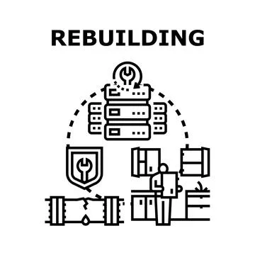 Rebuilding process for problem solving and business recovery イラスト素材