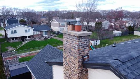 Rebuilt brick chimney Stock Photos
