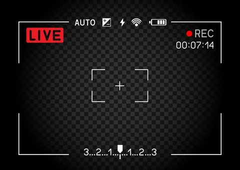 Rec camera viewfinder with live record sign symbol Stock Illustration