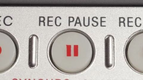 Rec Pause Button Pressed On Silver Control Panel Close Up Stock Footage 333007659