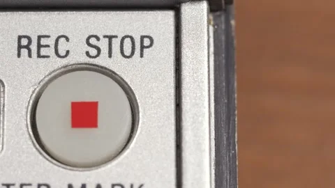 Rec Stop Button Pressed On Silver Control Panel Close Up Video stock 333007617