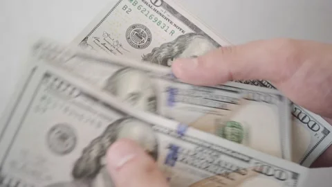 Recalculation Of Banknotes Nominal Value Of 100 Dollars Stock Footage 160486142
