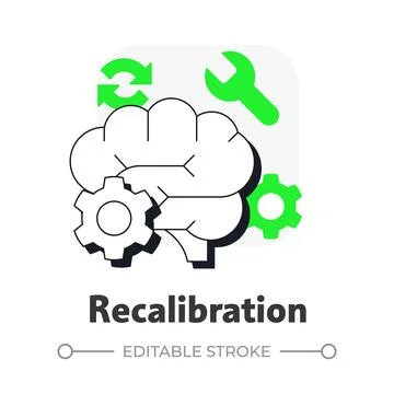 Recalibration flat outline concept icon Stock Illustration