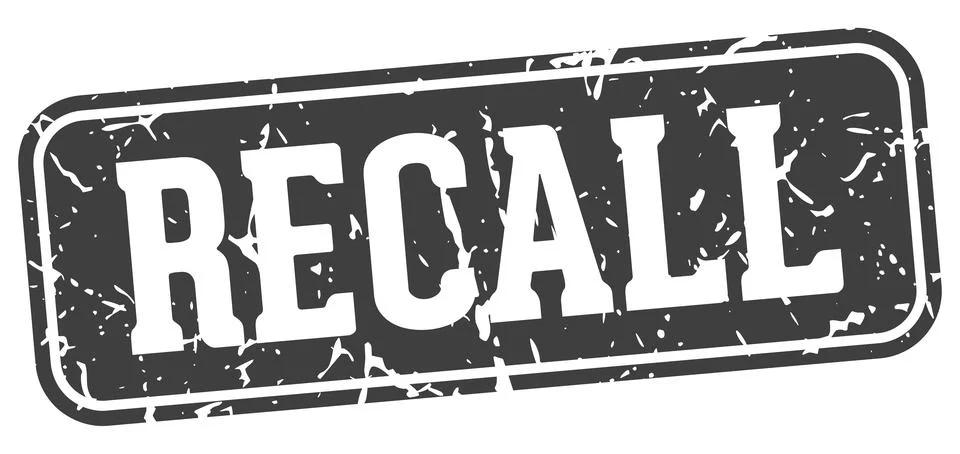 Recall rectangular sign. recall stamp Illustrazione stock