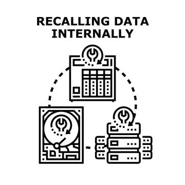 Recalling data internally from various storage devices Stock Illustration