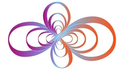 Receding abstract infinity signs with gradient isolated on white. Illustrazione stock