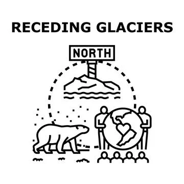 Receding glaciers concept global warming environmental crisis Stock Illustration