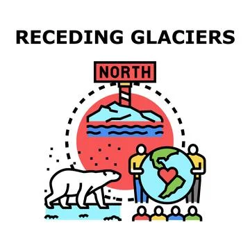 Receding glaciers concept global warming environmental crisis Stock Illustration