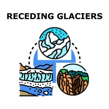 Receding glaciers concept vector illustration with environmental changes Stock Illustration