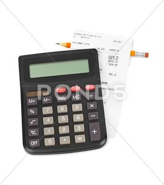 Receipt and calculator Stock Photos