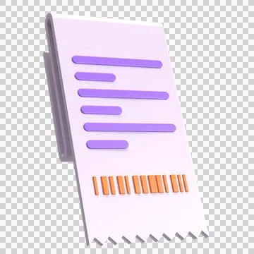 Receipt with Barcode 3D Icon Stock Illustration