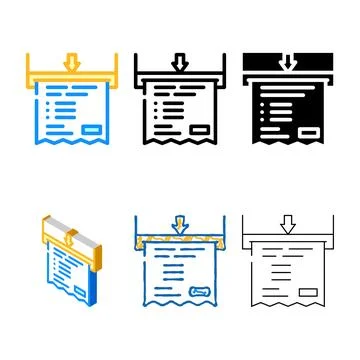 Receipt check color icon multipack vector Stock Illustration