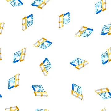 Receipt check isometric icon seamless pattern 스톡 일러스트