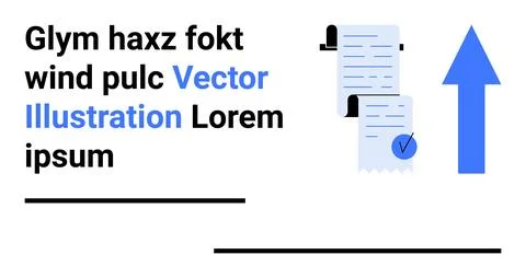 Receipt with a check mark, an upward arrow, placeholder text. Ideal for busin Stock Illustration