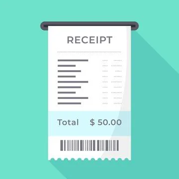 Receipt Displaying $50 Total on Blue Background Stock Illustration