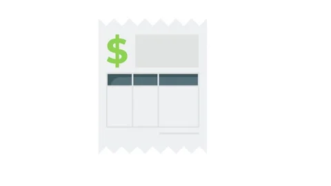 A receipt displaying a dollar sign and a checkmark icon, indicating a compl.. Stock Footage 332461596