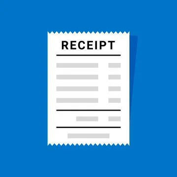 Receipt document icon. Digital vector bill sale fee. Flat vector receipt order Stock Illustration