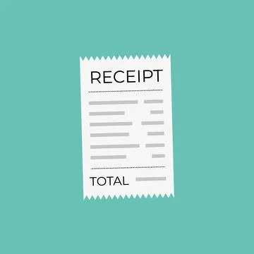 Receipt document icon. Digital vector bill sale fee. Flat vector receipt order Stock Illustration