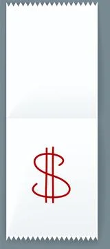 Receipt with dollar symbol. Vector paper sheet, note and financial element, icon 스톡 일러스트