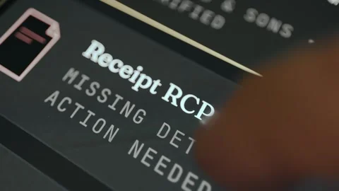 Receipt having missing details and requires action Stock Footage 333401646