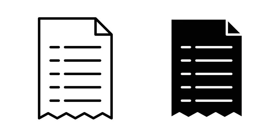 Receipt icon for design projects and web UI Illustrazione stock