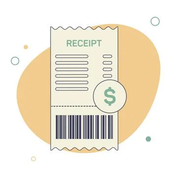 Receipt icon in a flat style. Invoice sign. Bill atm template or restaurant Stock Illustration