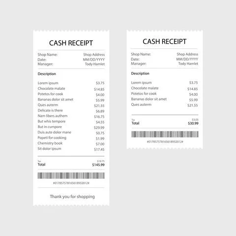 Receipt icon in a flat style isolated. Invoice sign. Vector illustration. Stockillustratie