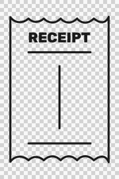 Receipt icon isolated on white background for financial and retail business Stock Illustration