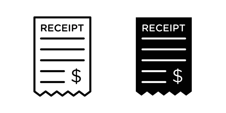 Receipt icon silhouette vector set. thin line pack Stock Illustration