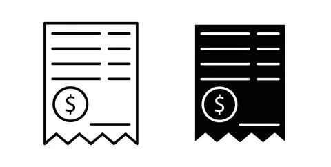 Receipt icon. Style is flat and line symbol Stock Illustration